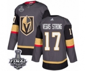 Youth Adidas Vegas Golden Knights #17 Vegas Strong Authentic Gray Home 2018 Stanley Cup Final NHL Jersey