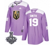 Youth Adidas Vegas Golden Knights #19 Reilly Smith Authentic Purple Fights Cancer Practice 2018 Stanley Cup Final NHL Jersey