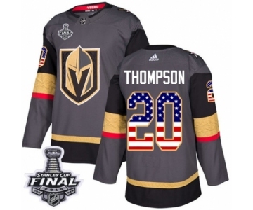 Youth Adidas Vegas Golden Knights #20 Paul Thompson Authentic Gray USA Flag Fashion 2018 Stanley Cup Final NHL Jersey