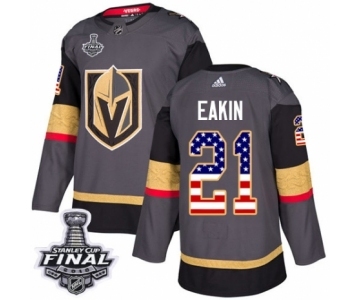 Youth Adidas Vegas Golden Knights #21 Cody Eakin Authentic Gray USA Flag Fashion 2018 Stanley Cup Final NHL Jersey