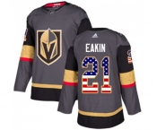 Youth Adidas Vegas Golden Knights #21 Cody Eakin Authentic Gray USA Flag Fashion NHL Jersey