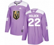 Youth Adidas Vegas Golden Knights #22 Nick Holden Authentic Purple Fights Cancer Practice NHL Jersey