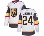 Youth Adidas Vegas Golden Knights #24 Oscar Lindberg Authentic White Away NHL Jersey