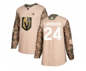 Youth Adidas Vegas Golden Knights #24 Oscar Lindberg Camo Authentic 2017 Veterans Day Stitched NHL Jersey