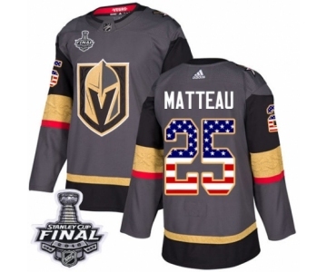 Youth Adidas Vegas Golden Knights #25 Stefan Matteau Authentic Gray USA Flag Fashion 2018 Stanley Cup Final NHL Jersey