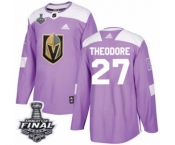 Youth Adidas Vegas Golden Knights #27 Shea Theodore Authentic Purple Fights Cancer Practice 2018 Stanley Cup Final NHL Jersey