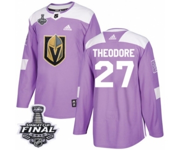 Youth Adidas Vegas Golden Knights #27 Shea Theodore Authentic Purple Fights Cancer Practice 2018 Stanley Cup Final NHL Jersey