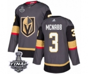 Youth Adidas Vegas Golden Knights #3 Brayden McNabb Authentic Gray Home 2018 Stanley Cup Final NHL Jersey