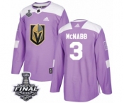 Youth Adidas Vegas Golden Knights #3 Brayden McNabb Authentic Purple Fights Cancer Practice 2018 Stanley Cup Final NHL Jersey