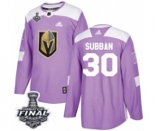 Youth Adidas Vegas Golden Knights #30 Malcolm Subban Authentic Purple Fights Cancer Practice 2018 Stanley Cup Final NHL Jersey