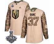 Youth Adidas Vegas Golden Knights #37 Reid Duke Authentic Camo Veterans Day Practice 2018 Stanley Cup Final NHL Jersey