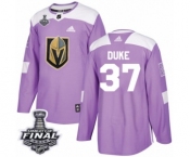 Youth Adidas Vegas Golden Knights #37 Reid Duke Authentic Purple Fights Cancer Practice 2018 Stanley Cup Final NHL Jersey