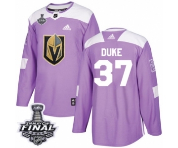 Youth Adidas Vegas Golden Knights #37 Reid Duke Authentic Purple Fights Cancer Practice 2018 Stanley Cup Final NHL Jersey