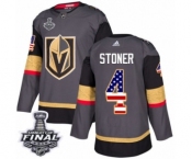 Youth Adidas Vegas Golden Knights #4 Clayton Stoner Authentic Gray USA Flag Fashion 2018 Stanley Cup Final NHL Jersey