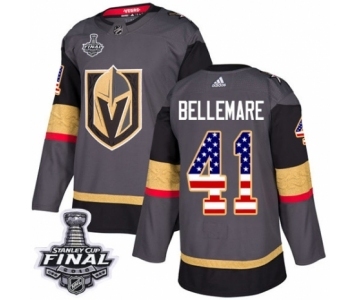 Youth Adidas Vegas Golden Knights #41 Pierre-Edouard Bellemare Authentic Gray USA Flag Fashion 2018 Stanley Cup Final NHL Jersey