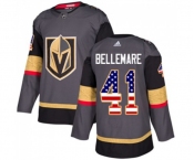 Youth Adidas Vegas Golden Knights #41 Pierre-Edouard Bellemare Authentic Gray USA Flag Fashion NHL Jersey