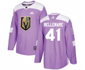 Youth Adidas Vegas Golden Knights #41 Pierre-Edouard Bellemare Authentic Purple Fights Cancer Practice NHL Jersey