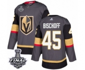 Youth Adidas Vegas Golden Knights #45 Jake Bischoff Authentic Gray Home 2018 Stanley Cup Final NHL Jersey