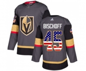 Youth Adidas Vegas Golden Knights #45 Jake Bischoff Authentic Gray USA Flag Fashion NHL Jersey