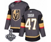 Youth Adidas Vegas Golden Knights #47 Luca Sbisa Authentic Gray Home 2018 Stanley Cup Final NHL Jersey