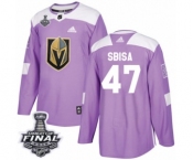 Youth Adidas Vegas Golden Knights #47 Luca Sbisa Authentic Purple Fights Cancer Practice 2018 Stanley Cup Final NHL Jersey