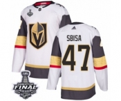 Youth Adidas Vegas Golden Knights #47 Luca Sbisa Authentic White Away 2018 Stanley Cup Final NHL Jersey