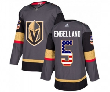 Youth Adidas Vegas Golden Knights #5 Deryk Engelland Authentic Gray USA Flag Fashion NHL Jersey