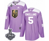 Youth Adidas Vegas Golden Knights #5 Deryk Engelland Authentic Purple Fights Cancer Practice 2018 Stanley Cup Final NHL Jersey