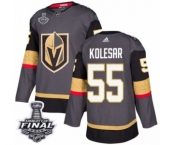 Youth Adidas Vegas Golden Knights #55 Keegan Kolesar Authentic Gray Home 2018 Stanley Cup Final NHL Jersey