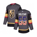 Youth Adidas Vegas Golden Knights #55 Keegan Kolesar Authentic Gray USA Flag Fashion NHL Jersey