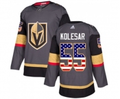 Youth Adidas Vegas Golden Knights #55 Keegan Kolesar Authentic Gray USA Flag Fashion NHL Jersey