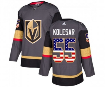 Youth Adidas Vegas Golden Knights #55 Keegan Kolesar Authentic Gray USA Flag Fashion NHL Jersey