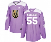 Youth Adidas Vegas Golden Knights #55 Keegan Kolesar Authentic Purple Fights Cancer Practice NHL Jersey