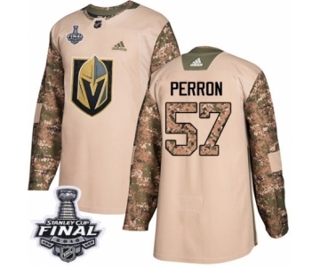 Youth Adidas Vegas Golden Knights #57 David Perron Authentic Camo Veterans Day Practice 2018 Stanley Cup Final NHL Jersey