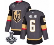 Youth Adidas Vegas Golden Knights #6 Colin Miller Authentic Gray Home 2018 Stanley Cup Final NHL Jersey