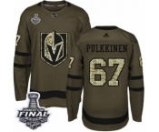 Youth Adidas Vegas Golden Knights #67 Teemu Pulkkinen Authentic Green Salute to Service 2018 Stanley Cup Final NHL Jersey