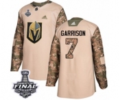 Youth Adidas Vegas Golden Knights #7 Jason Garrison Authentic Camo Veterans Day Practice 2018 Stanley Cup Final NHL Jersey