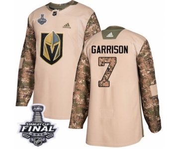 Youth Adidas Vegas Golden Knights #7 Jason Garrison Authentic Camo Veterans Day Practice 2018 Stanley Cup Final NHL Jersey