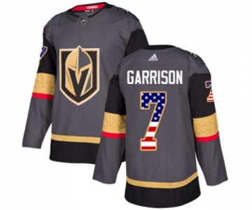 Youth Adidas Vegas Golden Knights #7 Jason Garrison Authentic Gray USA Flag Fashion NHL Jersey