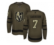 Youth Adidas Vegas Golden Knights #7 Jason Garrison Authentic Green Salute to Service NHL Jersey