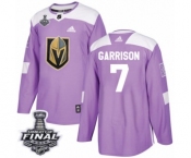 Youth Adidas Vegas Golden Knights #7 Jason Garrison Authentic Purple Fights Cancer Practice 2018 Stanley Cup Final NHL Jersey