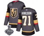 Youth Adidas Vegas Golden Knights #71 William Karlsson Authentic Gray Home 2018 Stanley Cup Final NHL Jersey