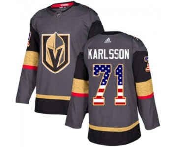 Youth Adidas Vegas Golden Knights #71 William Karlsson Authentic Gray USA Flag Fashion NHL Jersey