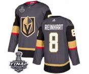 Youth Adidas Vegas Golden Knights #8 Griffin Reinhart Authentic Gray Home 2018 Stanley Cup Final NHL Jersey