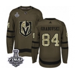 Youth Adidas Vegas Golden Knights #84 Mikhail Grabovski Authentic Green Salute to Service 2018 Stanley Cup Final NHL Jersey