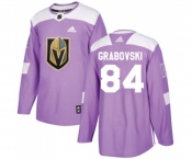 Youth Adidas Vegas Golden Knights #84 Mikhail Grabovski Authentic Purple Fights Cancer Practice NHL Jersey