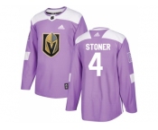 Youth Adidas Vegas Golden Knightss #4 Clayton Stoner Purple Authentic Fights Cancer Stitched NHL Jersey