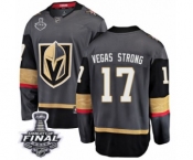 Youth Vegas Golden Knights #17 Vegas Strong Authentic Black Home Fanatics Branded Breakaway 2018 Stanley Cup Final NHL Jersey