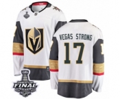 Youth Vegas Golden Knights #17 Vegas Strong Authentic White Away Fanatics Branded Breakaway 2018 Stanley Cup Final NHL Jersey