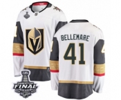 Youth Vegas Golden Knights #41 Pierre-Edouard Bellemare Authentic White Away Fanatics Branded Breakaway 2018 Stanley Cup Final NHL Jersey